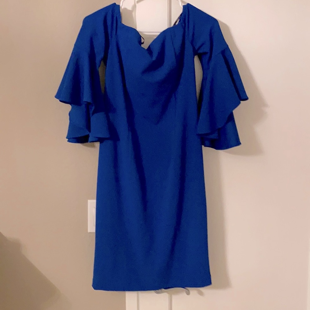 Royal blue off the shoulder dress